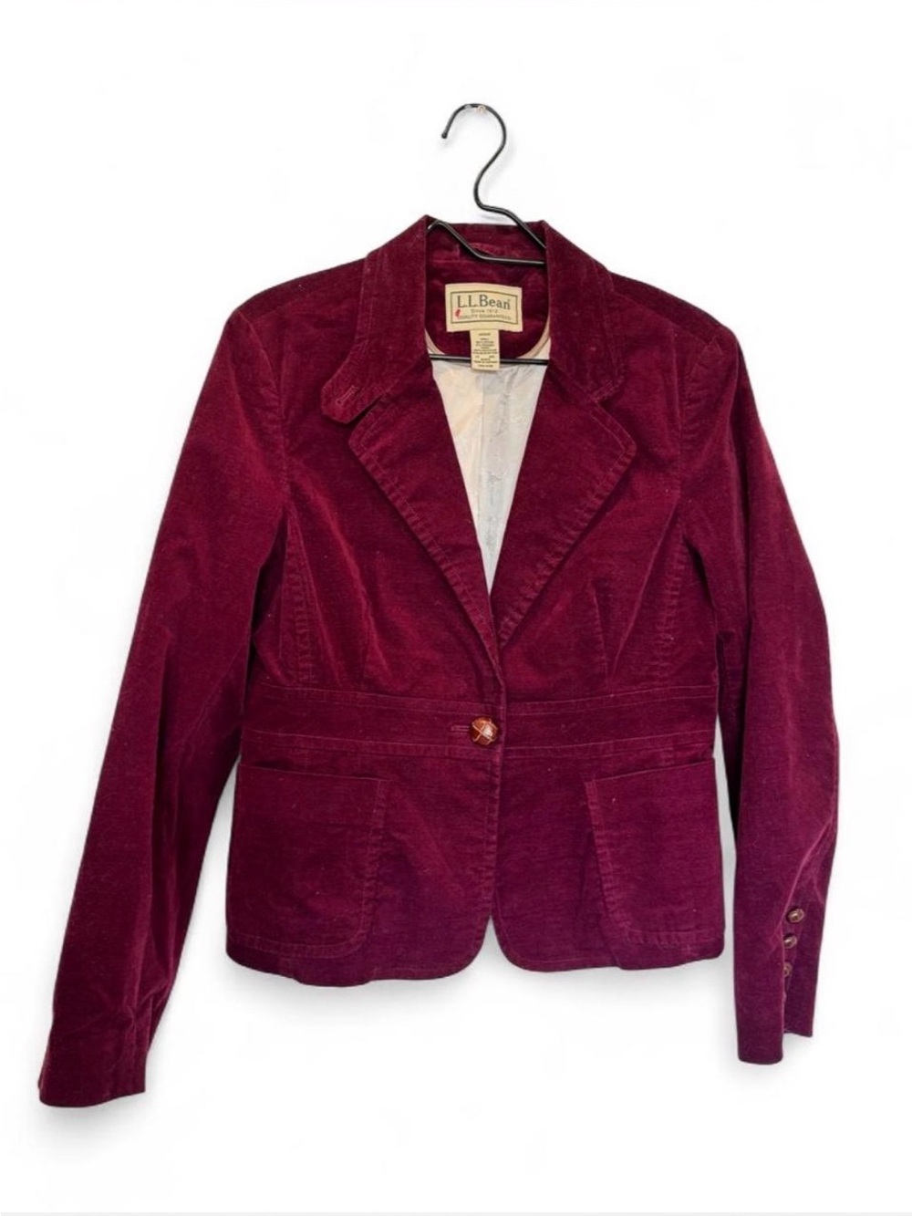 L.L.Bean Velvet Blazer Burgundy size 12 Fall Academia Heritage Office Preppy